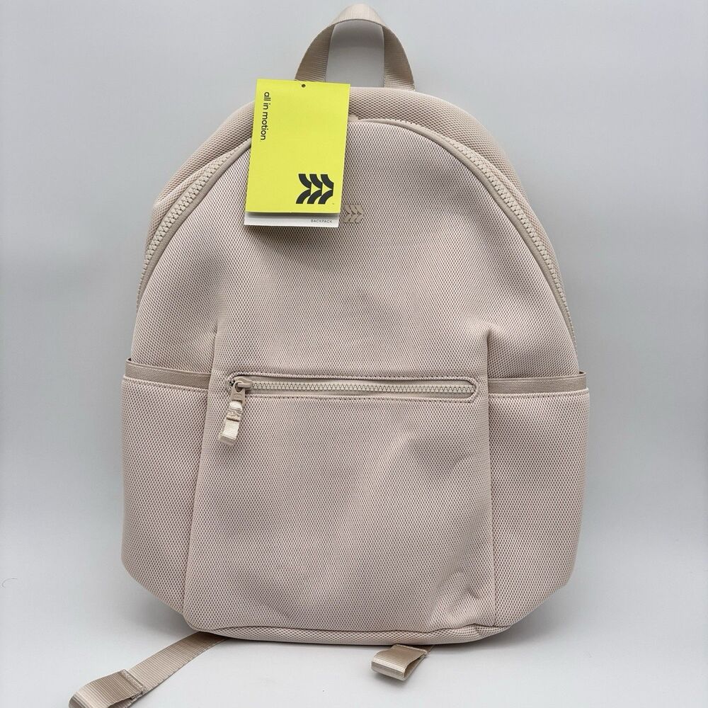 All In Motion Backpack Beige Mesh Laptop Water Bottle Pockets NWT 17"